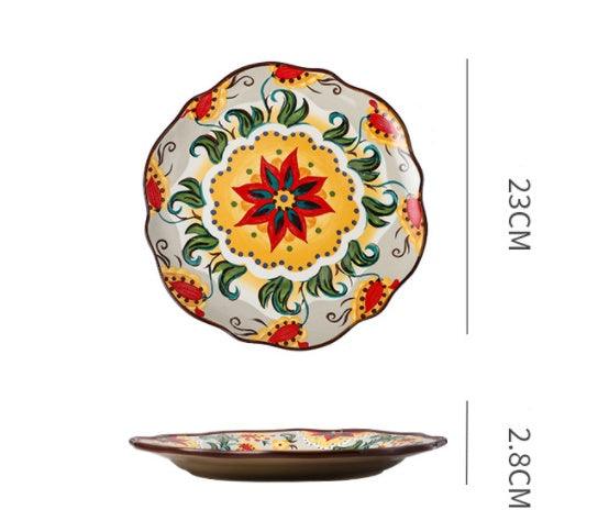 Underglaze Ceramic Tableware Bohemian Household Dishes - Elite Essence Store