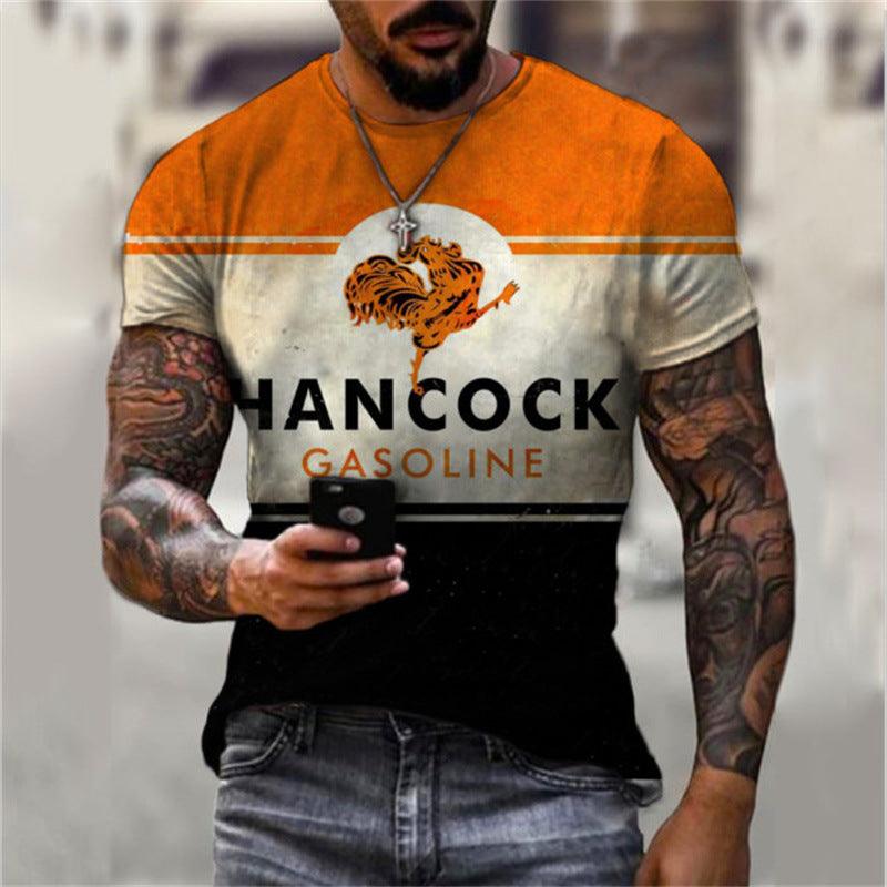 3D Digital Vintage Print English Men's Casual Short Sleeve - Elite Essence Store