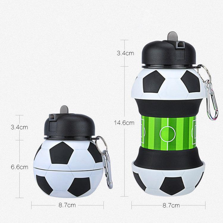 Football Soccer Silicone Water Bottle with Straw Foldable Collapsible Travel Non-toxic Bottles Innovating Camping - Elite Essence Store