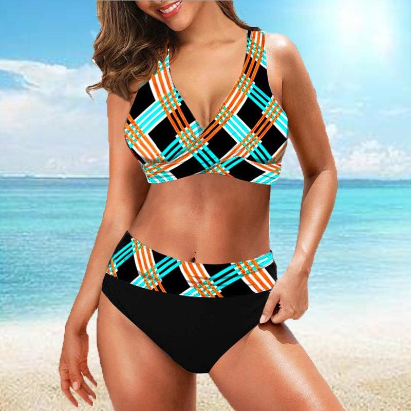 Women's Two Piece Swimsuit Slim Geometric Suit - Elite Essence Store