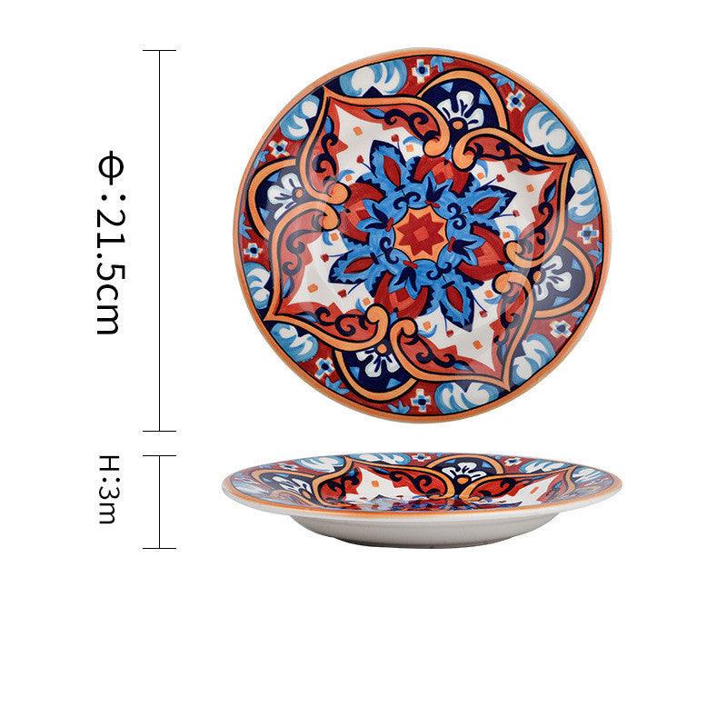 Underglaze Ceramic Tableware Bohemian Household Dishes - Elite Essence Store