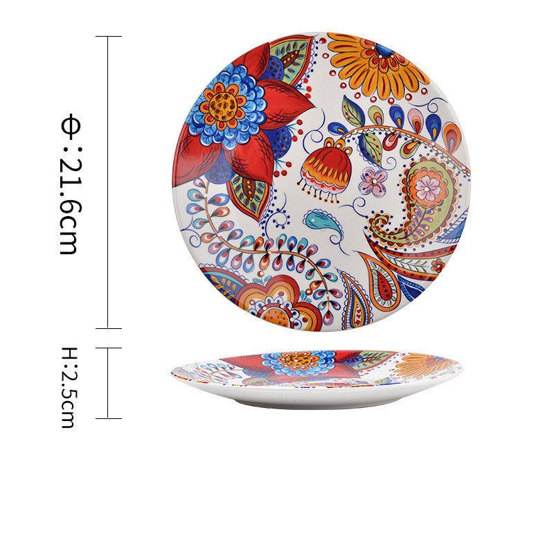 Underglaze Ceramic Tableware Bohemian Household Dishes - Elite Essence Store