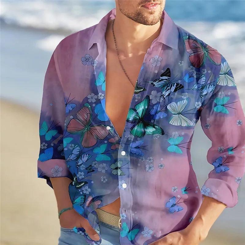 Men's Loose Floral Shirt Beach Retro - Elite Essence Store