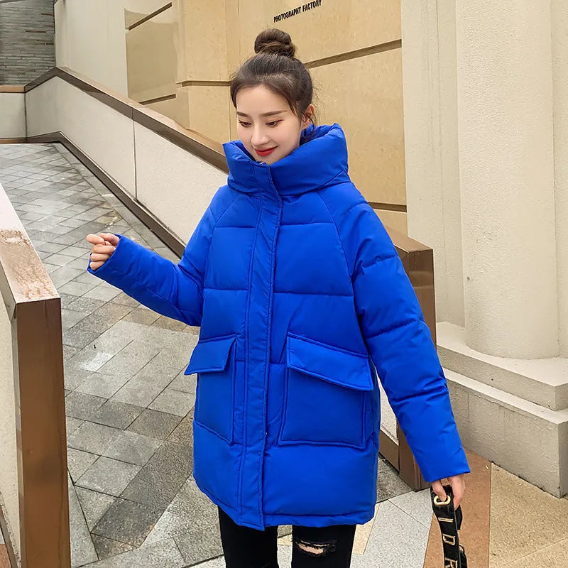 Winter Hooded Candy Color Loose And Warm Short Down Cotton Jacket Coat