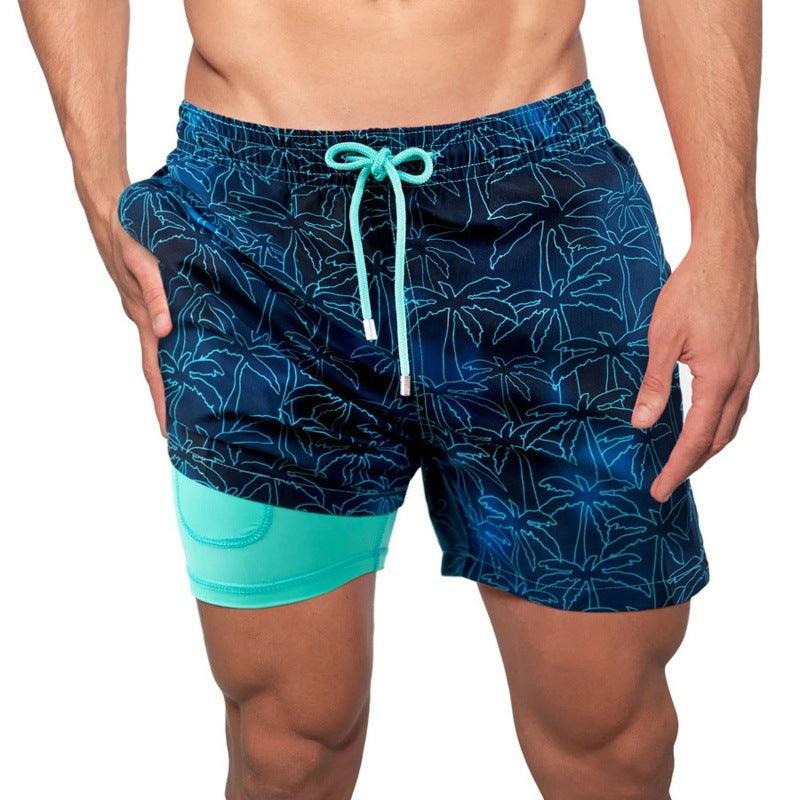 Men's Printed Beach Shorts Sports Double Layer Shorts Summer - Elite Essence Store