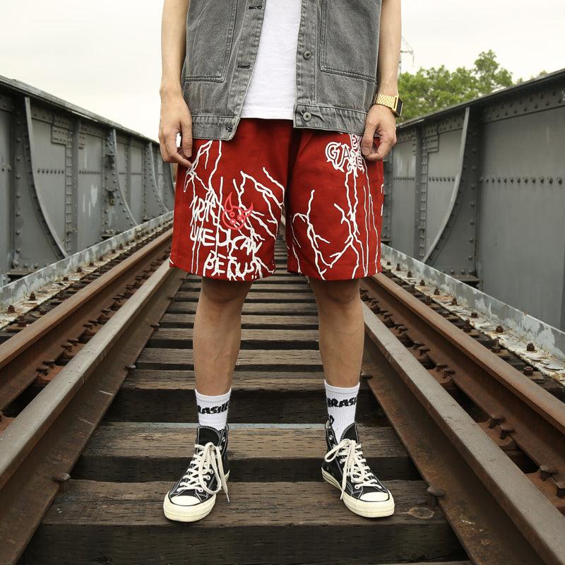 Japanese Harajuku style graffiti casual shorts men - Elite Essence Store