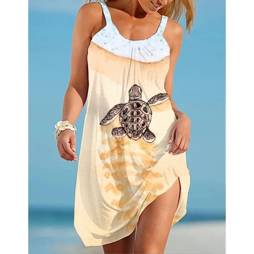 Women's Underwater World Turtle Beach Sling Dress - Elite Essence Store