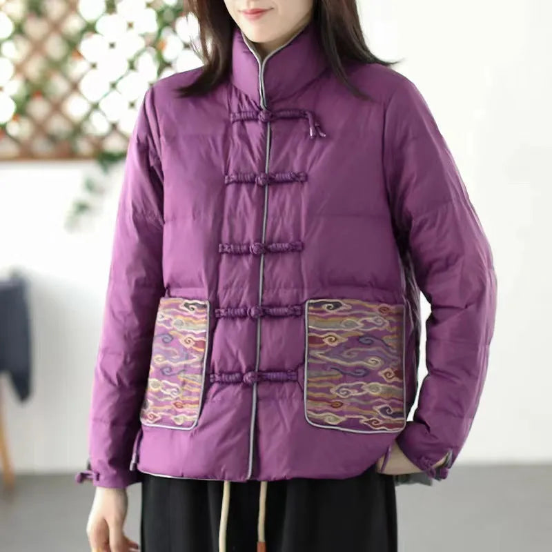 Women's Clothing Short Embroidery Down Jacket Women