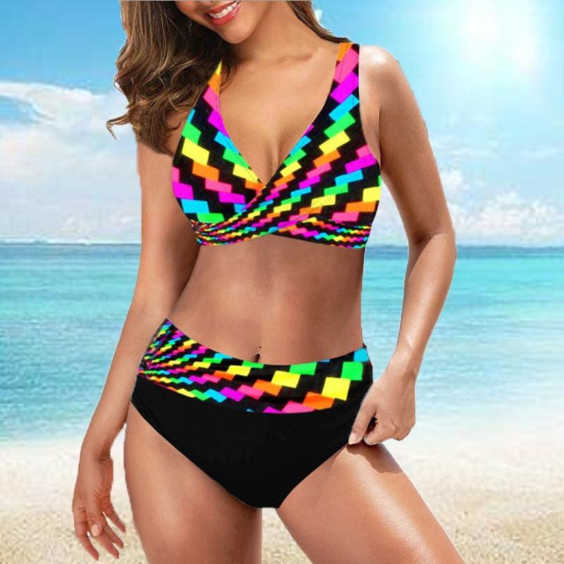 Women's Two Piece Swimsuit Slim Geometric Suit - Elite Essence Store