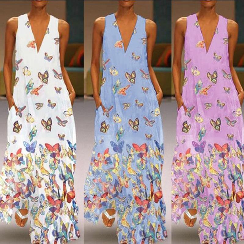 Butterfly print bohemian beach dress - Elite Essence Store