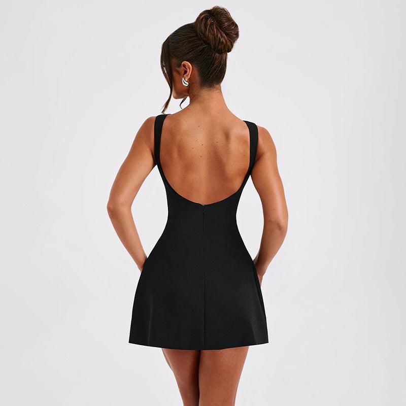 European And American Style Backless Underwaist Basic Style Dress - Elite Essence Store