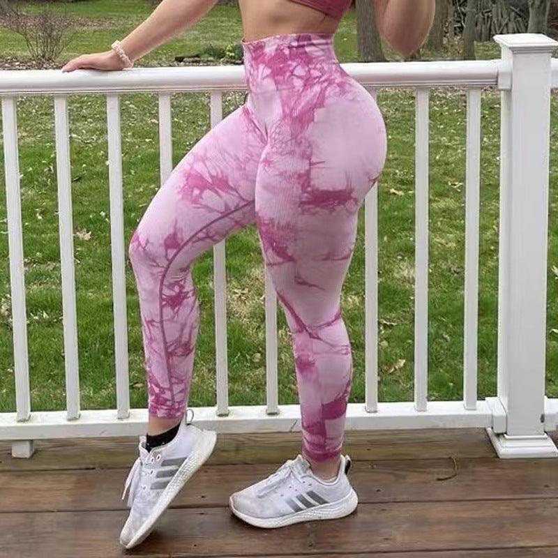 Tie Dye Leggings Women Fitness Yoga Pants Seamless Push Up Workout Tights Gym Sports Legging - Elite Essence Store