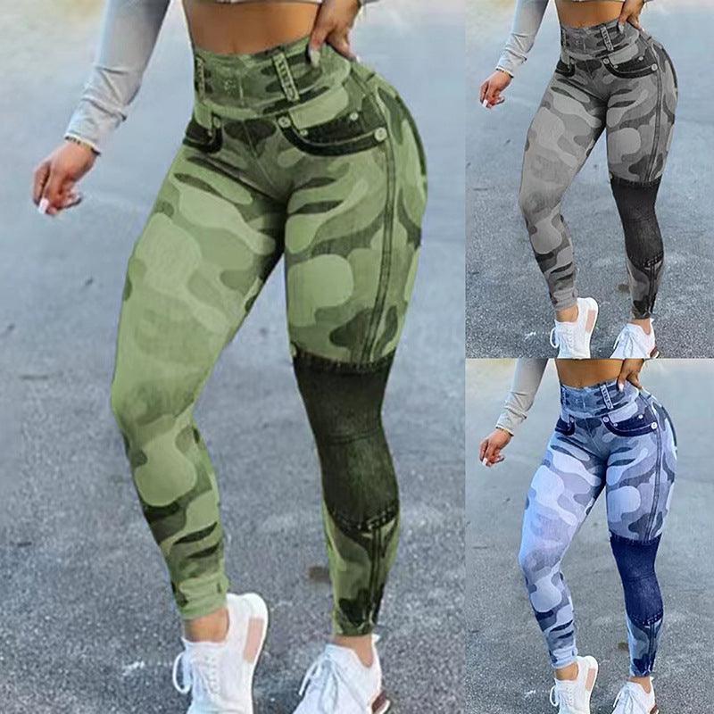 Women's Multicolor Print Camo Slim Fit Butt Lift Yoga Leggings - Elite Essence Store