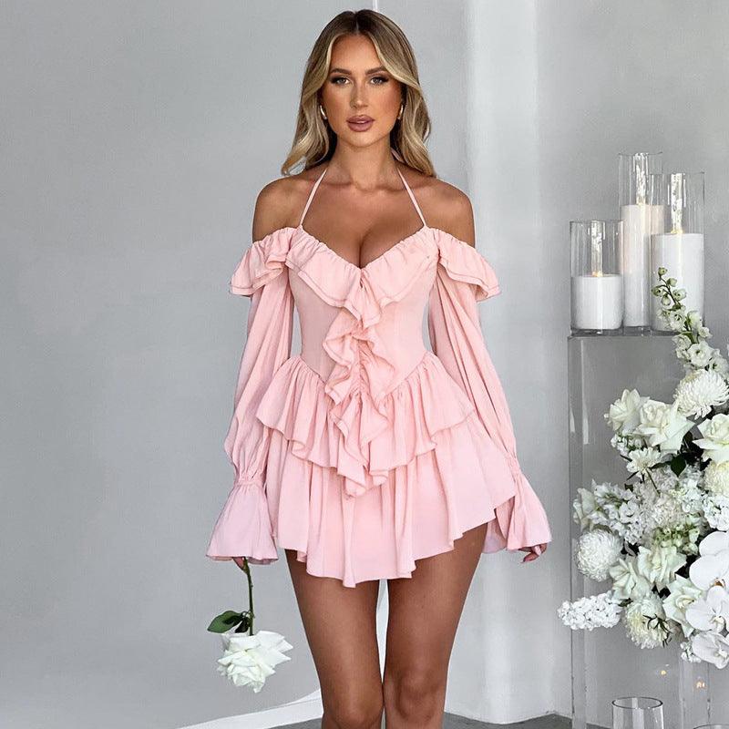 Women's Ruffled Long-sleeved One-piece Shorts - Elite Essence Store