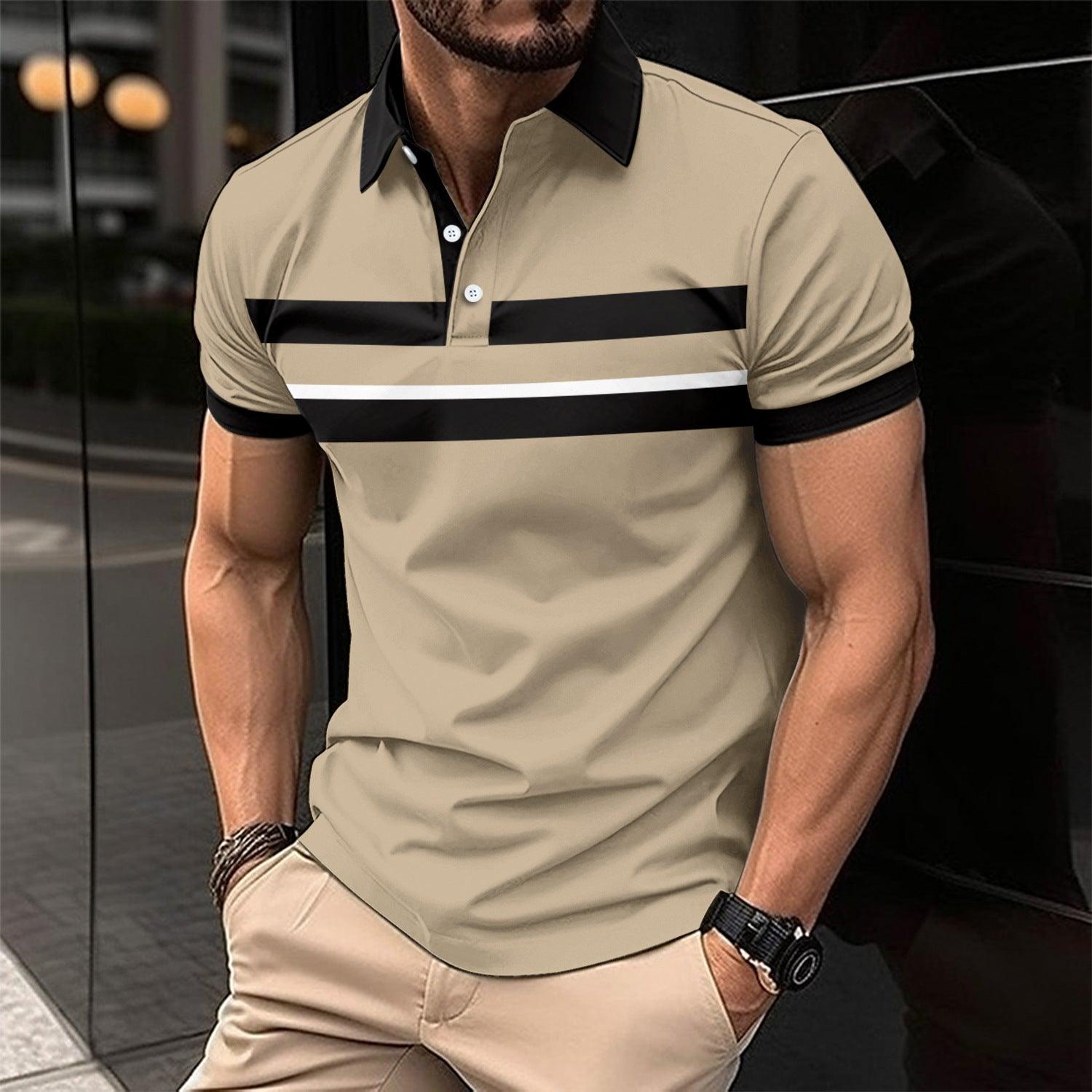 Men's Casual Polo Collar Button Business Digital Printed All-matching Top - Elite Essence Store