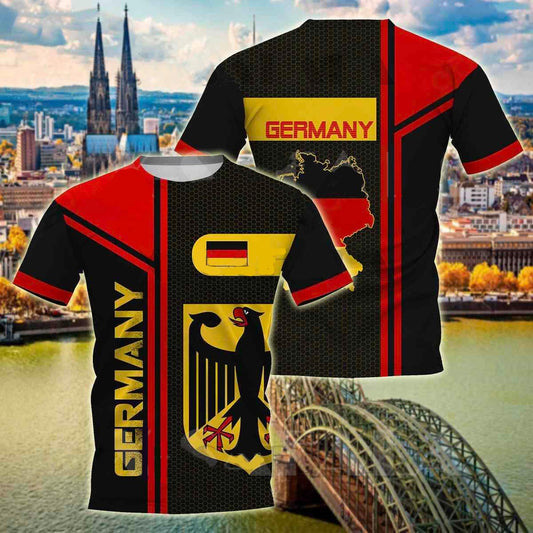 German Flag Printed Men's T-shirt O-neck Short Sleeve Top - Elite Essence Store