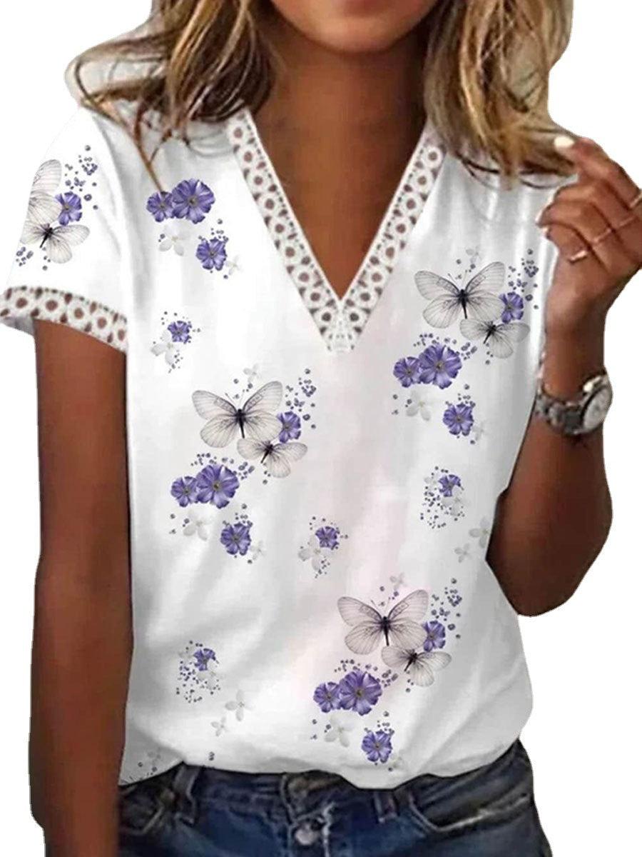 Women's Fashion V-neck Short Sleeve Top - Elite Essence Store