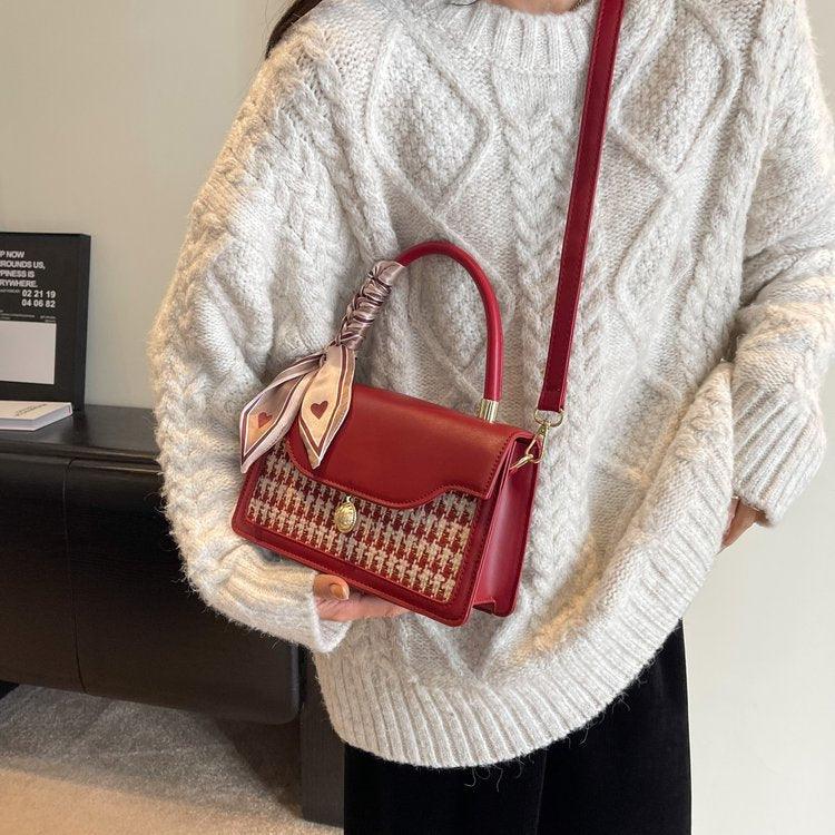 Woolen Texture Shoulder Small Square Bag - Elite Essence Store