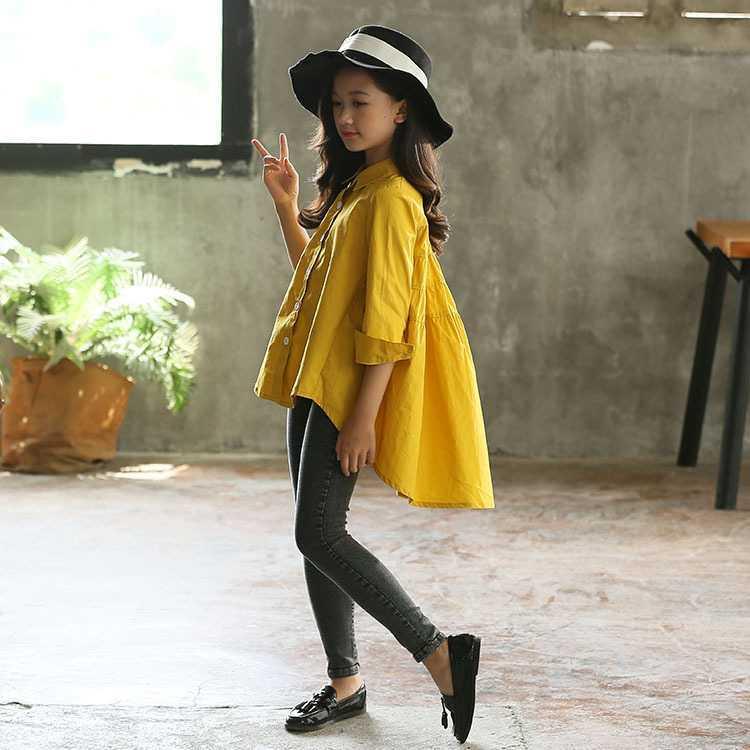 Girls' Big Kids Loose Fashionable Tops Korean Style Shirts Big Kids' Swallowtails - Elite Essence Store