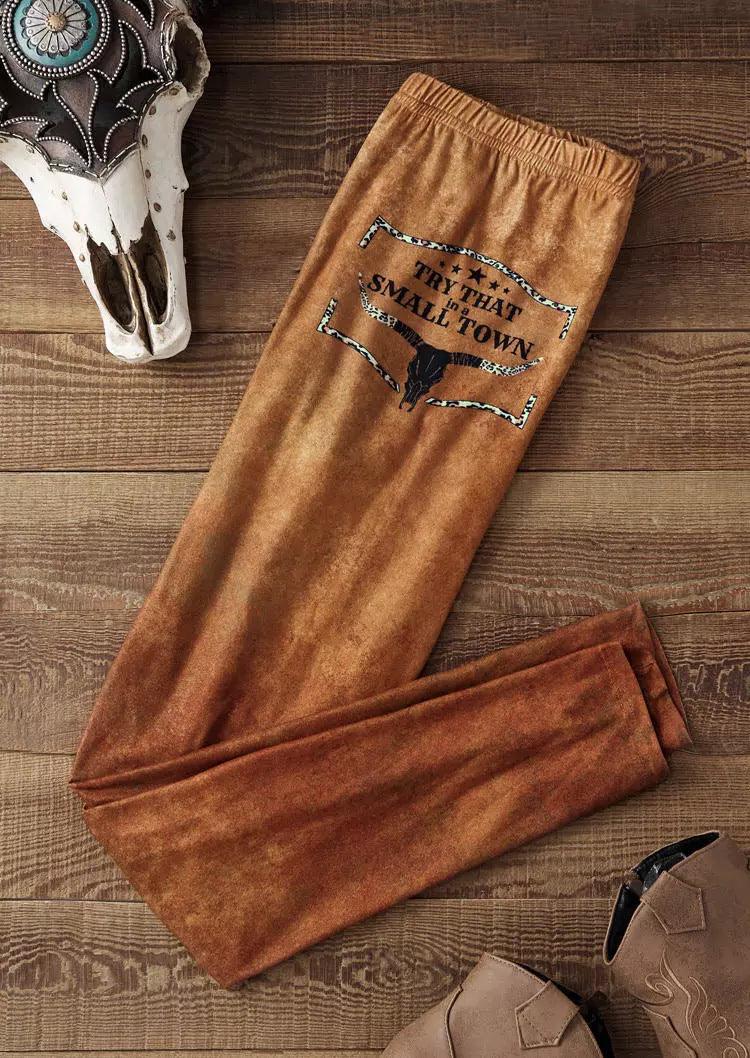 Try That In A Small Town Printed Leggings - Elite Essence Store