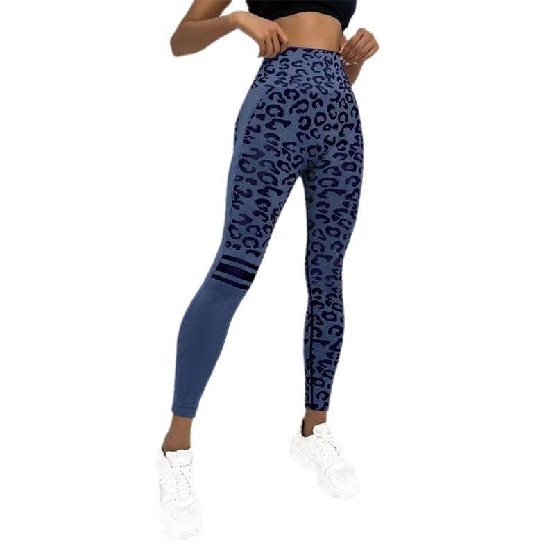 Chemical Fiber Blend Leopard Print Yoga High Waist Tights Fashion Sports Seamless Trousers Fitness Pants - Elite Essence Store