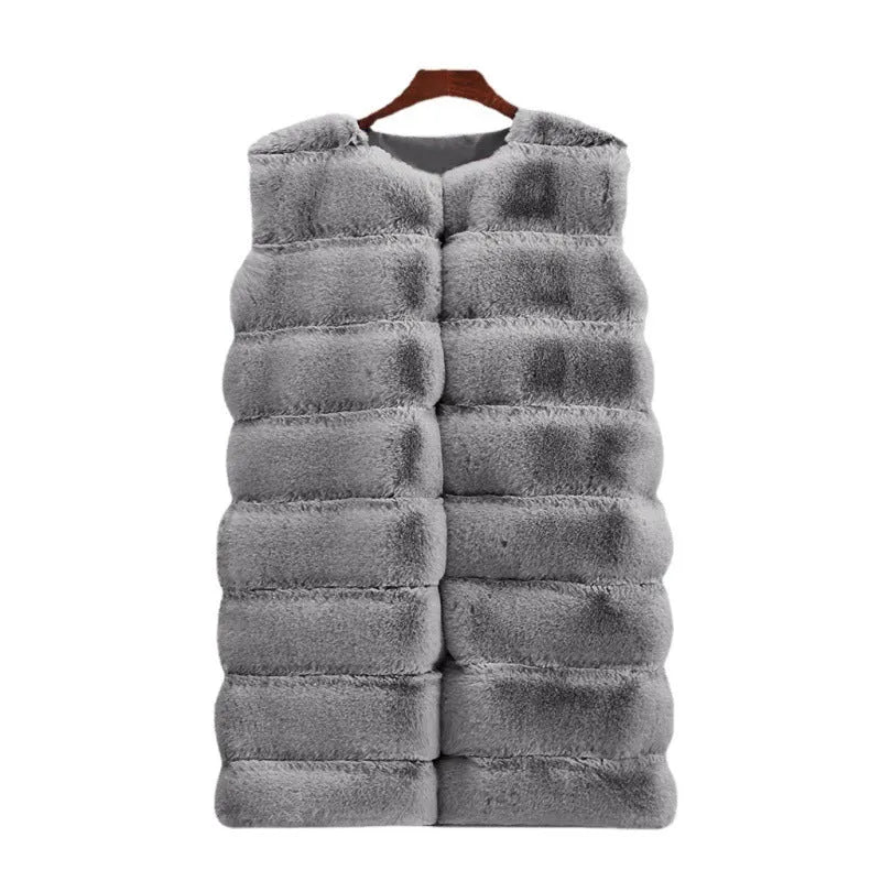 Fur Long Vest Cotton-padded Coat