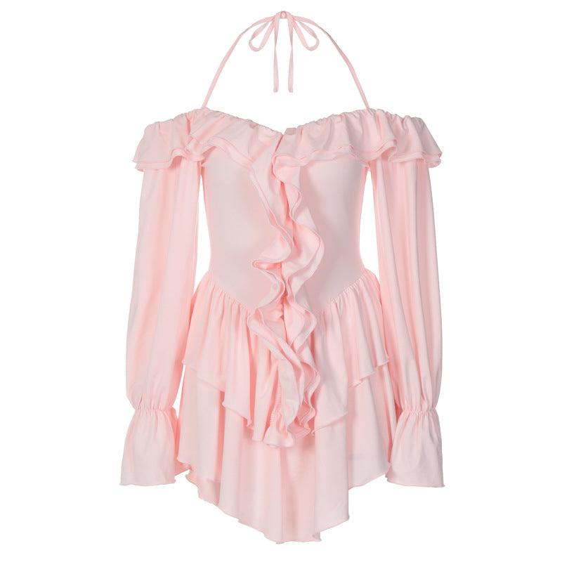 Women's Ruffled Long-sleeved One-piece Shorts - Elite Essence Store