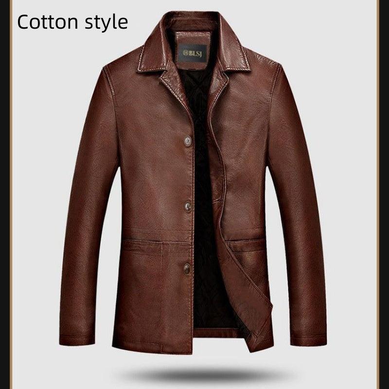 Men's Clothing For Middle-aged Dad Solid Color Polo Collar Coat - Elite Essence Store