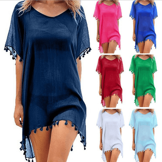 Women Blouses Loose Chiffon Dress Summer Beach Tunic Cover-Up Shirt - Elite Essence Store