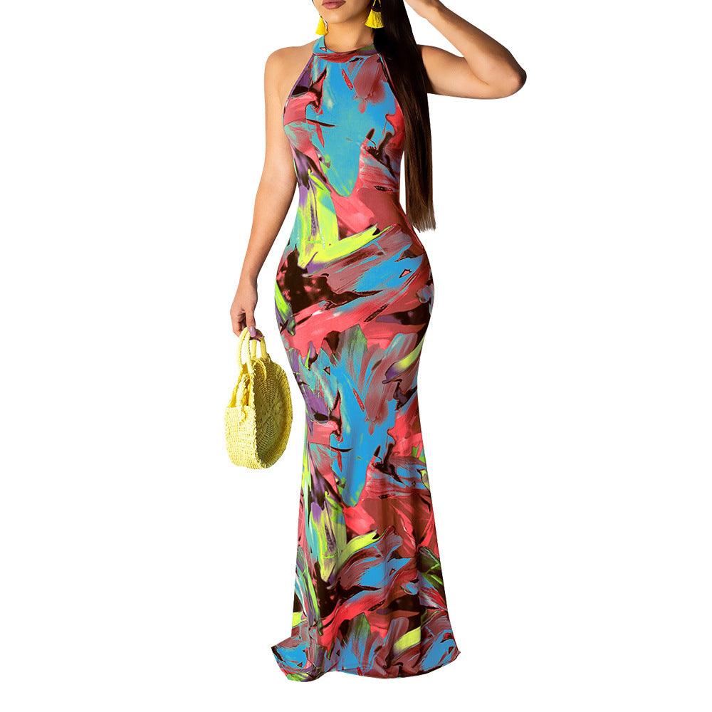 Printed beach evening dress - Elite Essence Store