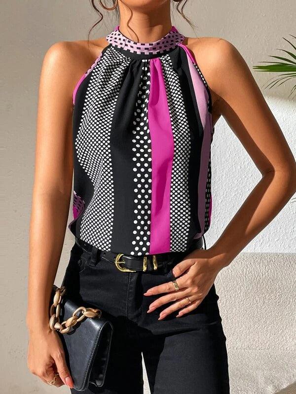 Women's Polka Dot Color Matching Camisole - Elite Essence Store