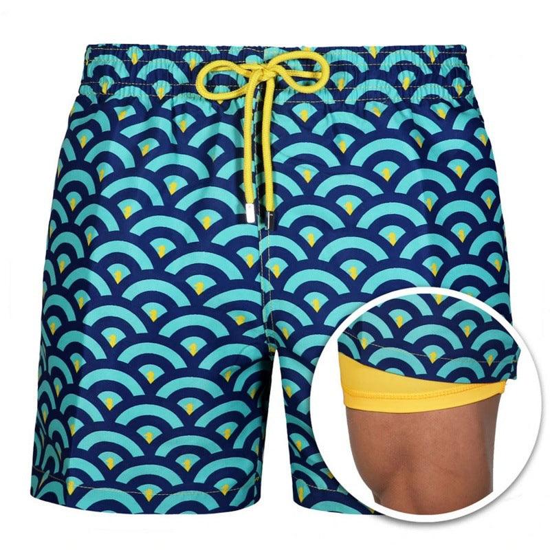 Men's Printed Beach Shorts Sports Double Layer Shorts Summer - Elite Essence Store