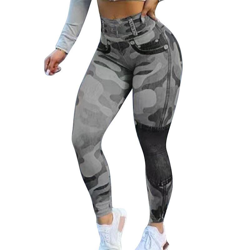 Women's Multicolor Print Camo Slim Fit Butt Lift Yoga Leggings - Elite Essence Store