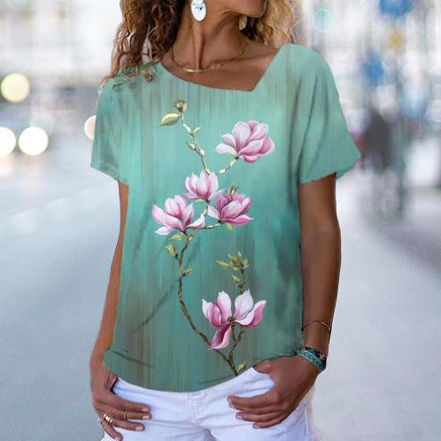 Women's Retro Loose Casual Tie-dye Digital Printed T-shirt - Elite Essence Store