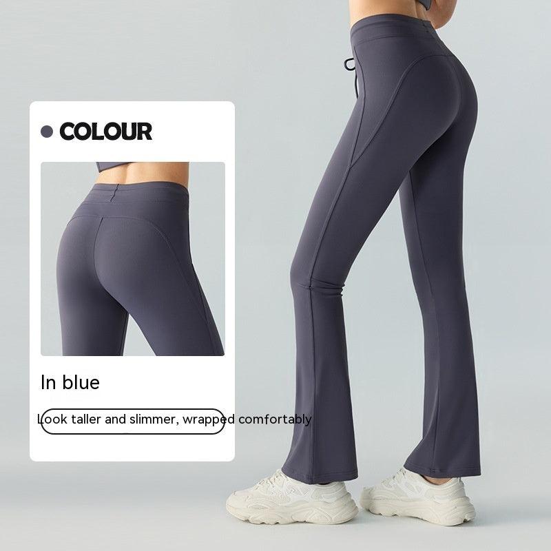 Waist Slimming And Hip Lifting Casual Yoga Pants Bilateral Pocket Yoga Bell-bottom Pants - Elite Essence Store