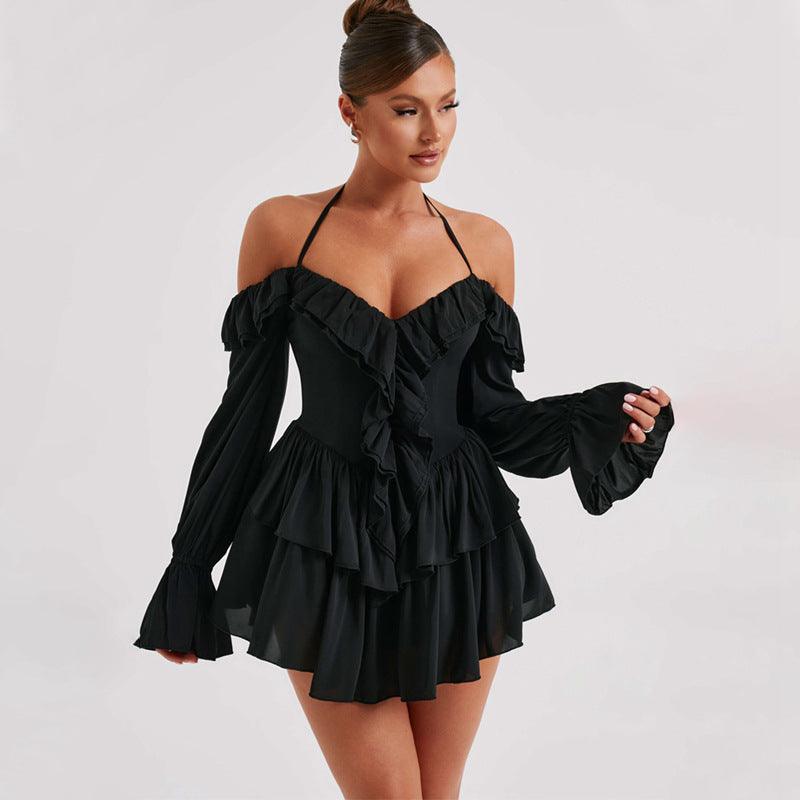 Women's Ruffled Long-sleeved One-piece Shorts - Elite Essence Store