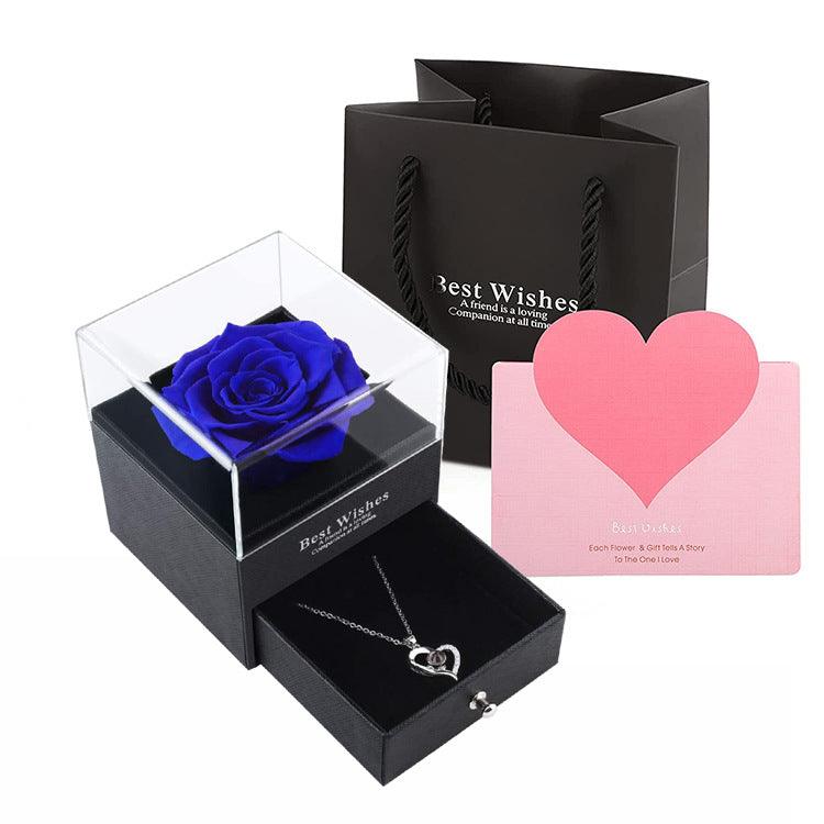 Preserved Flower Rose Jewelry Box Acrylic Gift Box - Elite Essence Store