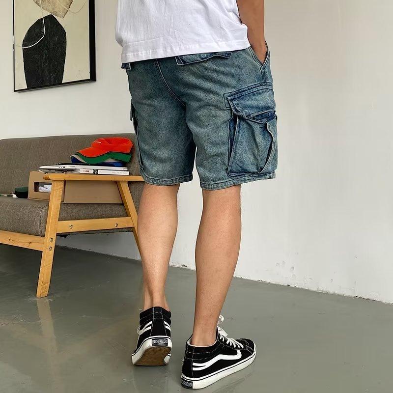 Casual Pu Shuai High-end Big Workwear With Pocket Denim Shorts Men - Elite Essence Store