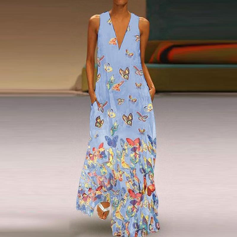 Butterfly print bohemian beach dress - Elite Essence Store