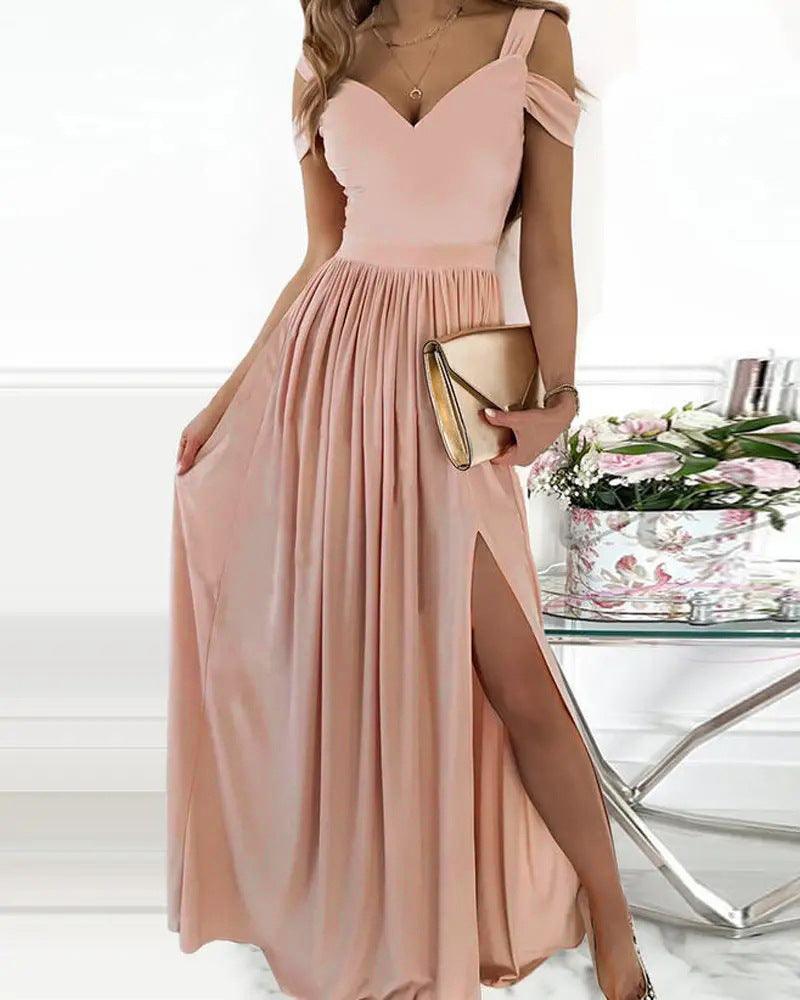 V-neck Boho Spaghetti Strap Dress Women Split Long Flowy Dresses For Party Beach - Elite Essence Store