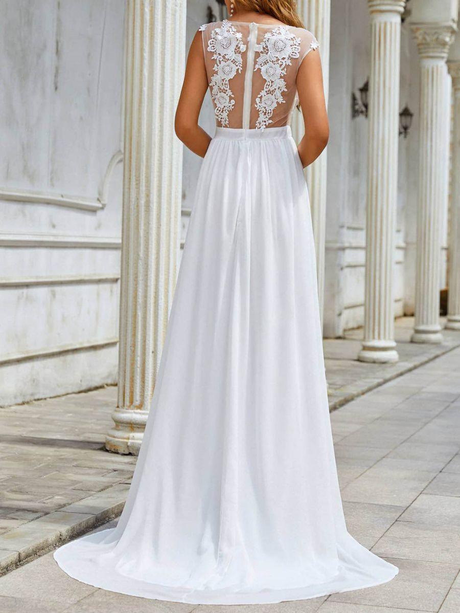 Chiffon Lace Trailing Wedding Large Swing Dress - Elite Essence Store