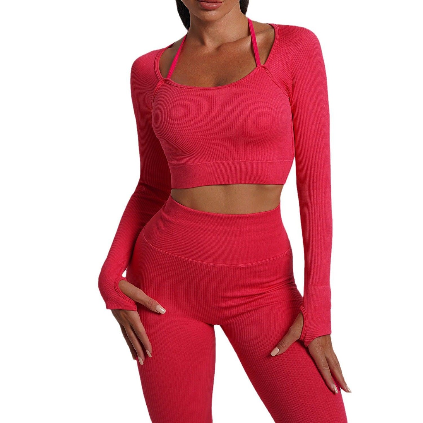 Women's Fashion Temperament Detachable Long Sleeve Rib Running Suit - Elite Essence Store