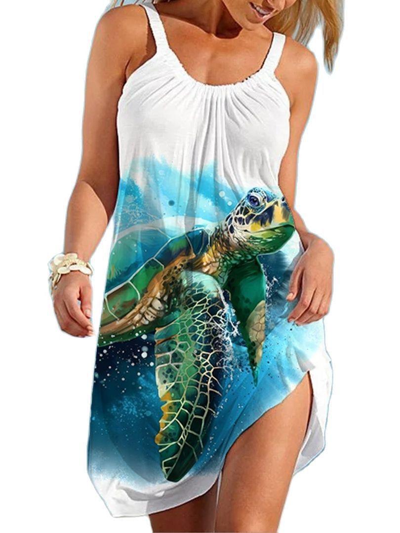 Women's Underwater World Turtle Beach Sling Dress - Elite Essence Store