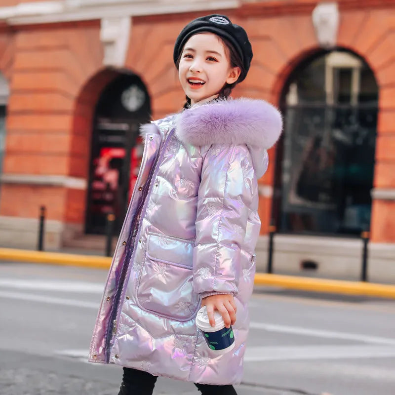 Girls' Down Jackets Are Long And Thick To Keep Warm