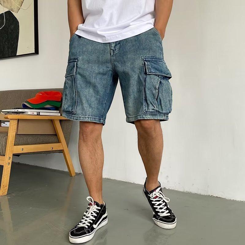 Casual Pu Shuai High-end Big Workwear With Pocket Denim Shorts Men - Elite Essence Store