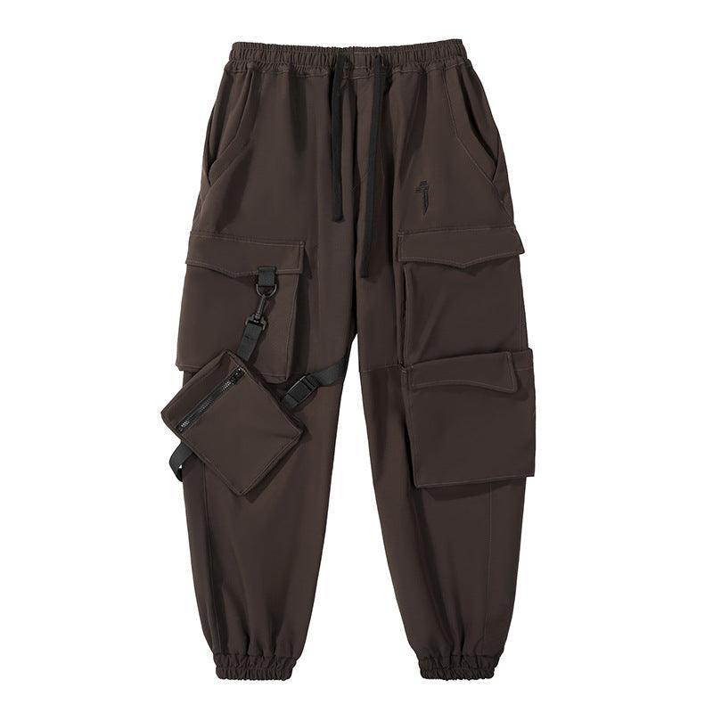 Men's Loose Casual Pocket Trousers With Ribbon Cargo Jogger Pants - Elite Essence Store