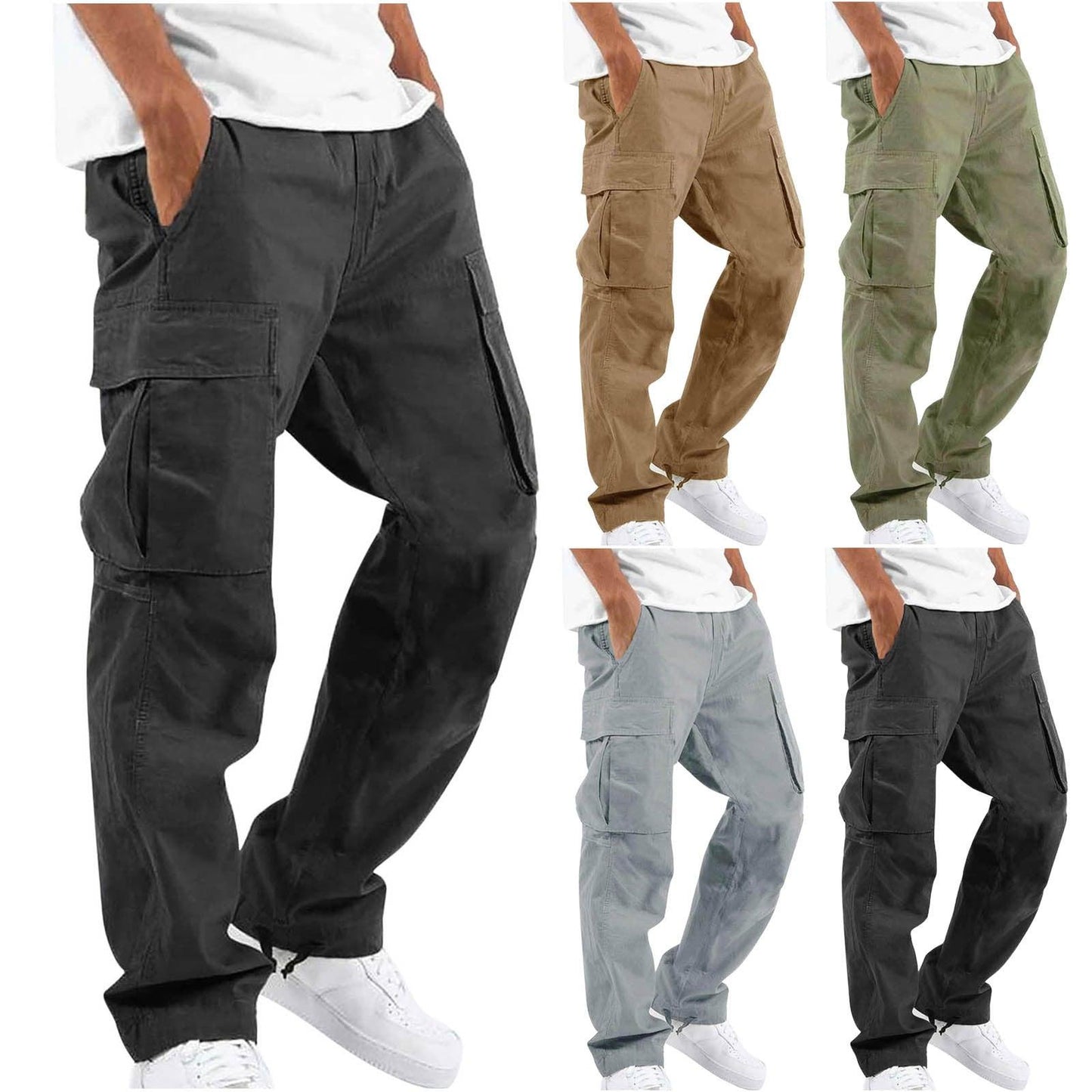 Men's Workwear Drawstring Multi-pocket Casual Pants - Elite Essence Store