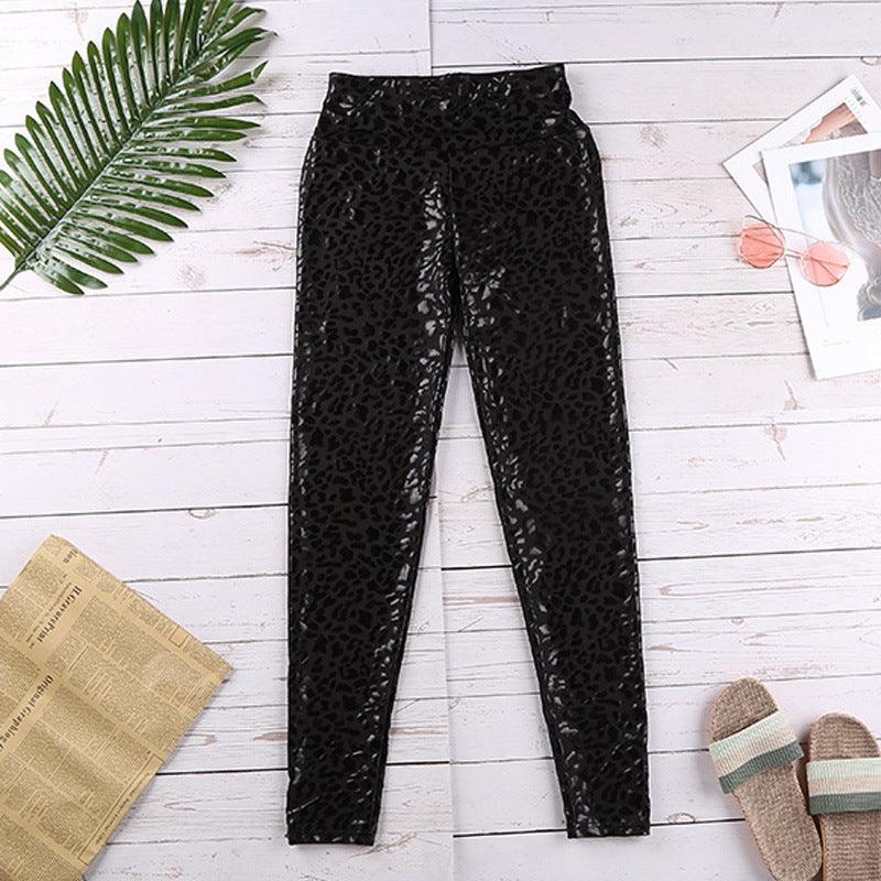 Women's Stretch Animal Print Skinny Leather Pants - Elite Essence Store