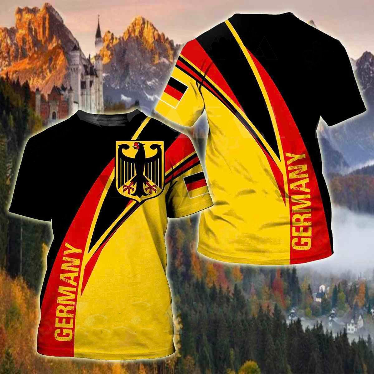 German Flag Printed Men's T-shirt O-neck Short Sleeve Top - Elite Essence Store