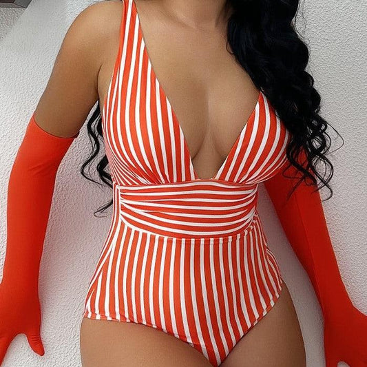 One-piece Swimsuit Sexy Stripes Swimsuit Women's Multi-color Bikini - Elite Essence Store